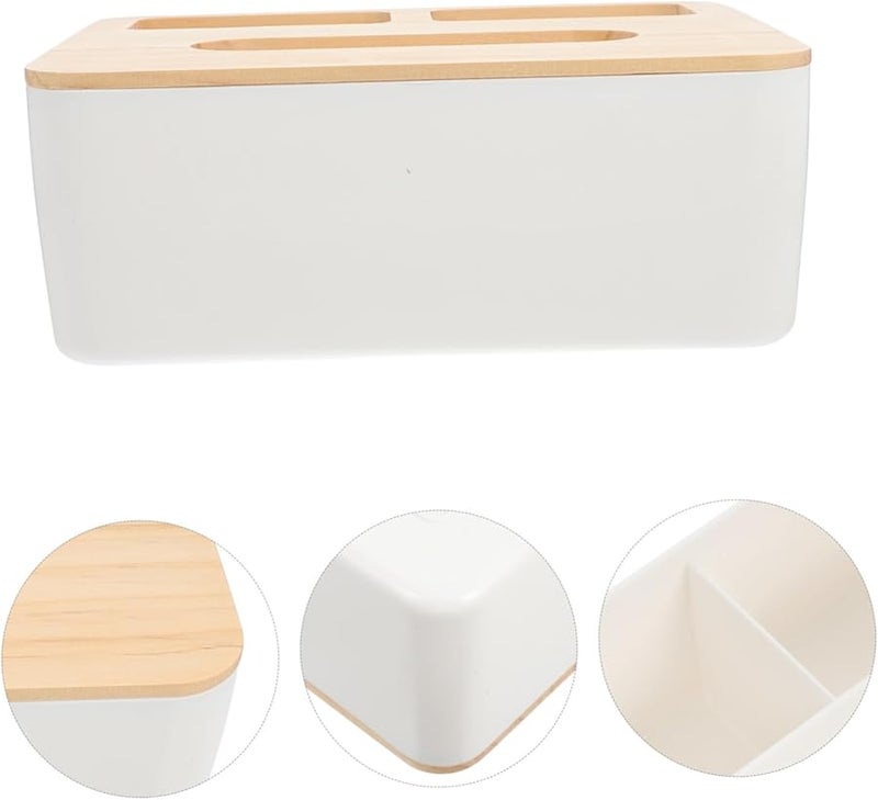 صندوق مناديل خشبي لسطح المكتب مع غطاء، حاوية تخزين مناديل سهلة التنظيف - Image 4